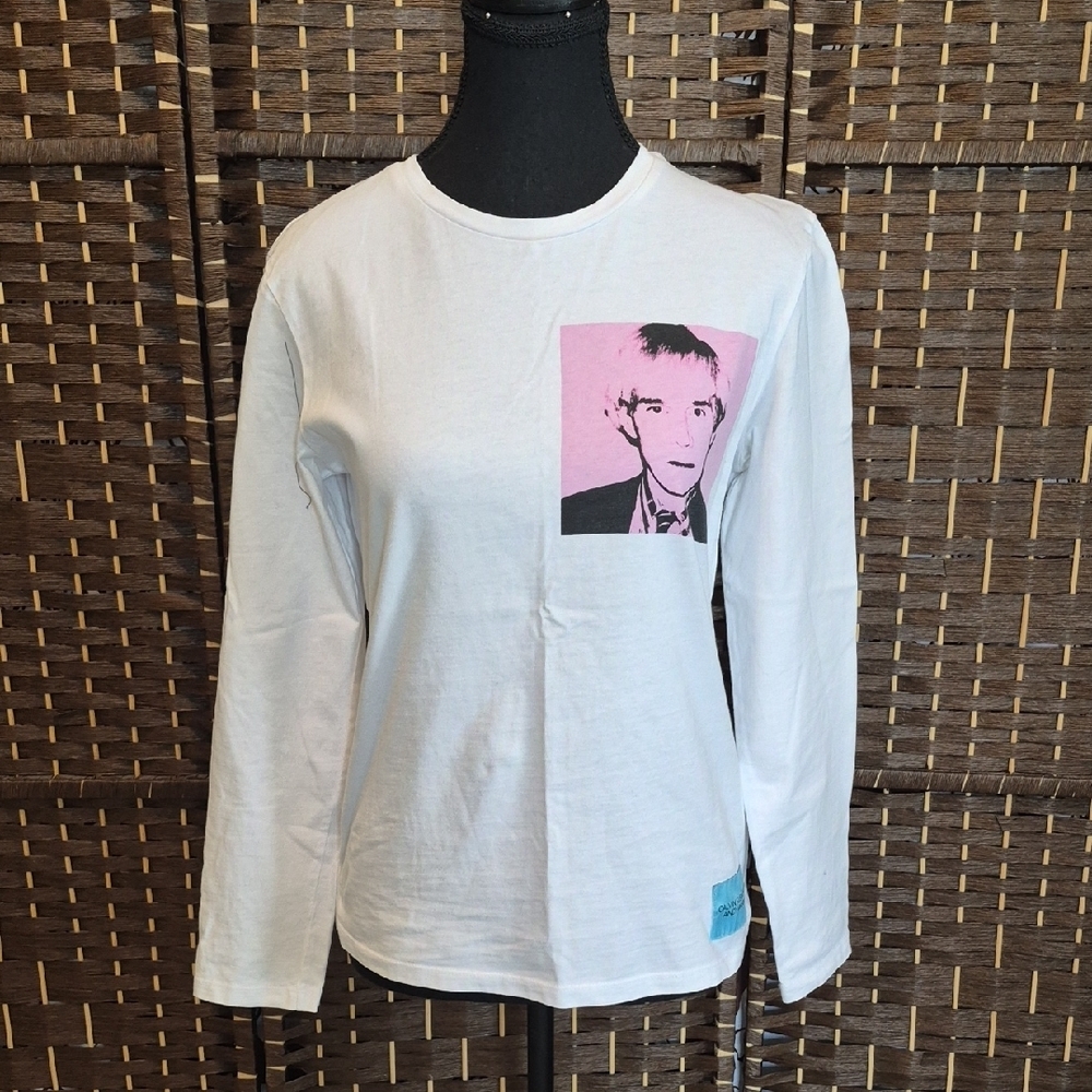 Calvin Klein Jeans White Shirt with Pink Graphic
